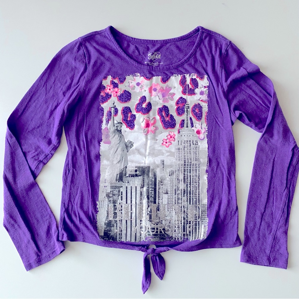 Justice long sleeved New York City themed top, Size 16